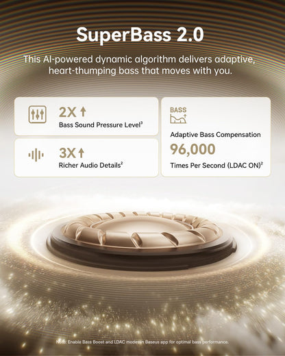 Baseus Bowie MC1 Pro Open Ear Clip-On Headphones, Hi-Res LDAC & HiFi4 Acoustic Sound, 5g Ultra-Lightweight Comfort, SuperBass 2.0, DNN 4-Mic AI Clear Calls, IP67 Waterproof, Bluetooth 6.0