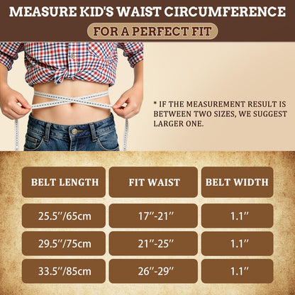 JKEEMI Kids Cowboy Belt for Boys Girls, Removable Buckle and Adjustable Embossed PU Leather Girls Boys Western Belt for Jeans