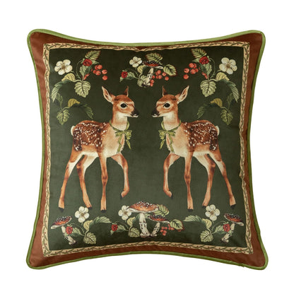 Livebee Holly Deer Green Pillow Cover, Velvet Euro Sham Covers Decorative Throw Pillow Covers 18x18 for Couch Sofa Bed Living Room
