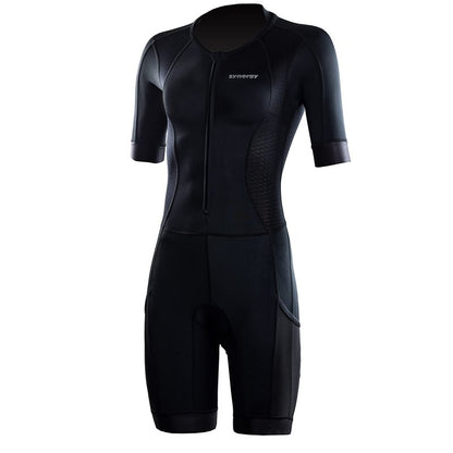 Synergy Women's Short Sleeve Trisuit (Black/White, Small)