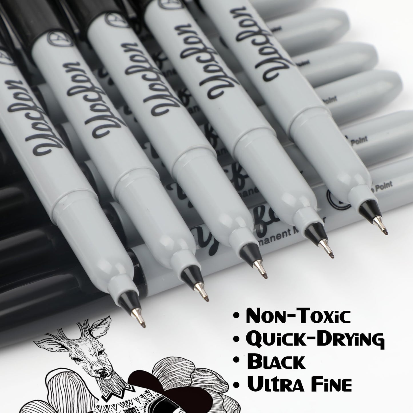 Yocfon Permanent Markers Ultra Fine Tip, Bulk Pack Of 72 Count Black Permanent Marker Set, Quick-Drying Ink, Works On Plastic, Wood, Stone, Metal And Glass
