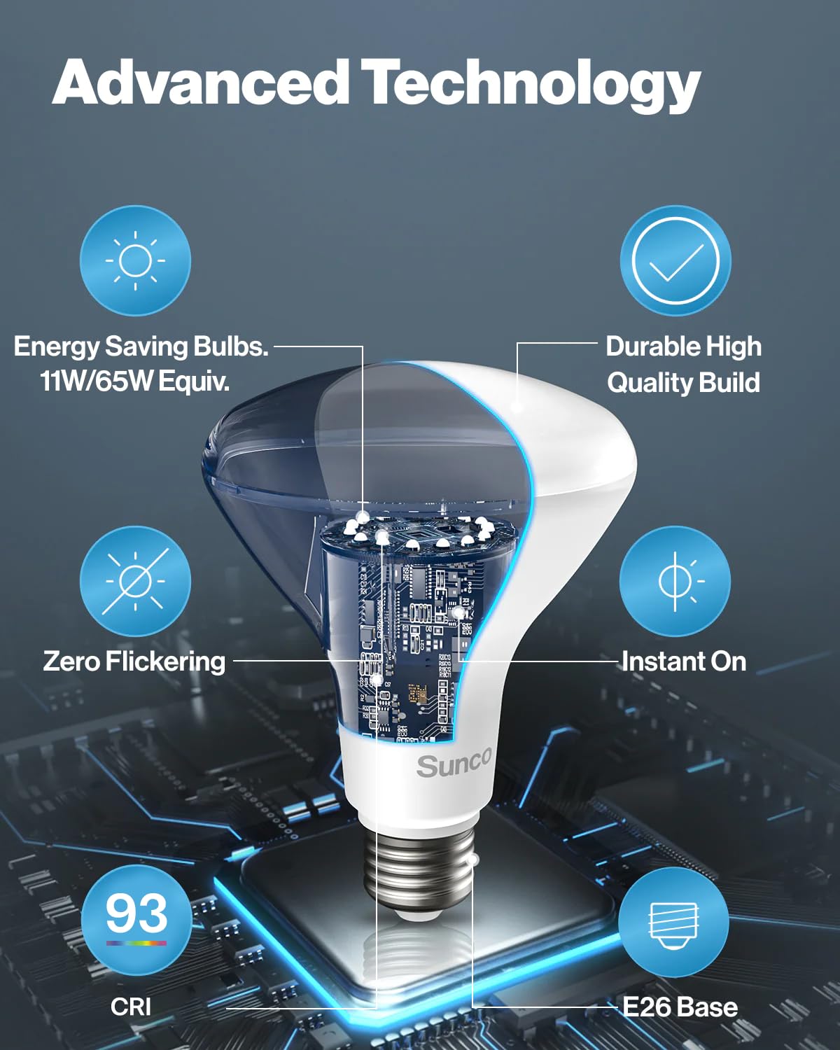 Sunco 6 Pack BR30 Light Bulb LED Recessed Can Light Bulbs, Indoor Flood Lights 850 LM, 11W (65W Equivalent), 3000K Warm White, Dimmable, E26 Base, for Home, Kitchen, Bedroom UL