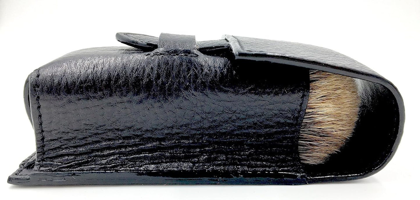 Parker Genuine Leather Shaving Brush Case – Handmade Black Travel Holder for Standard Badger, Boar & Synthetic Brushes