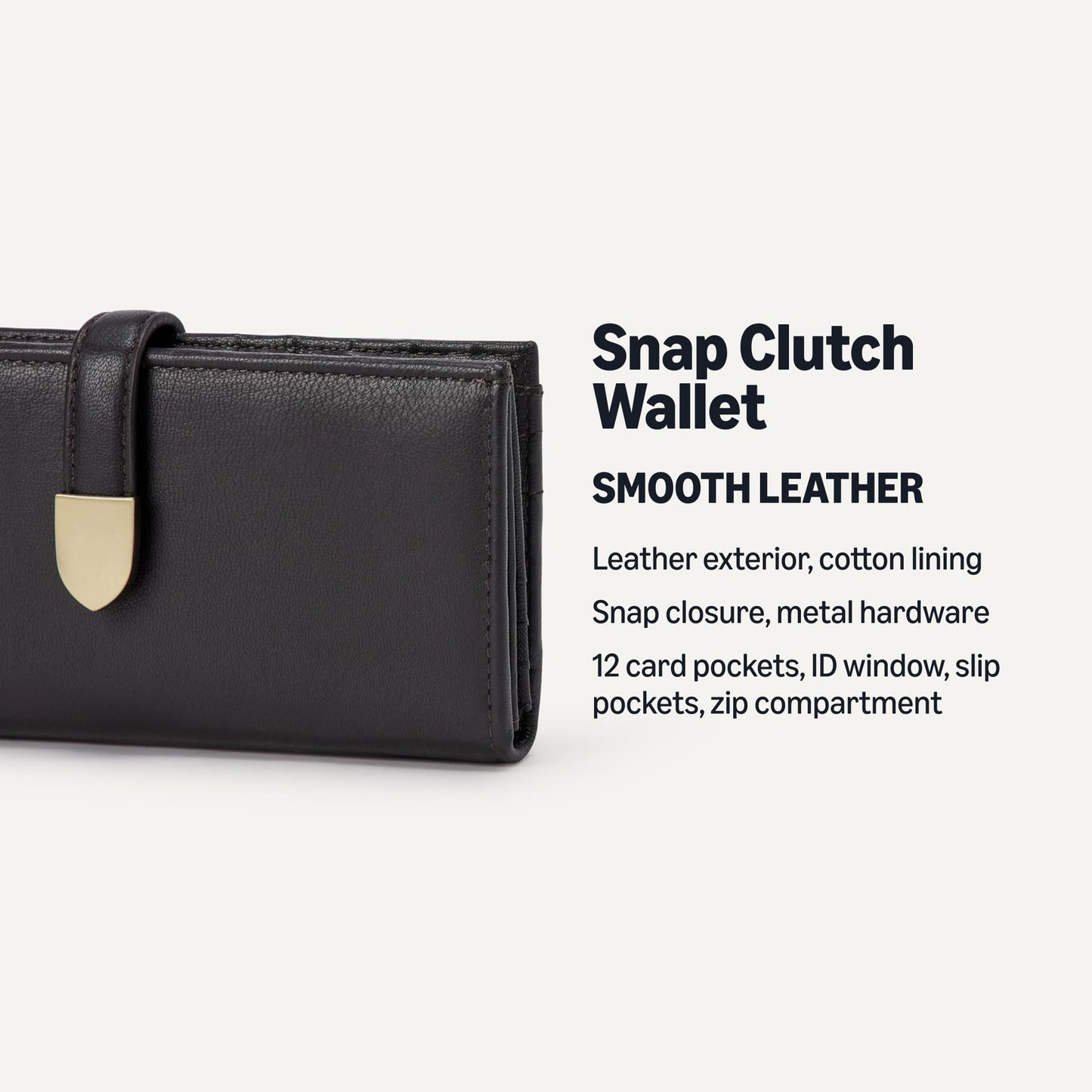 Amazon Essentials Women's Leather Clutch Wallet, Dark Brown, One Size