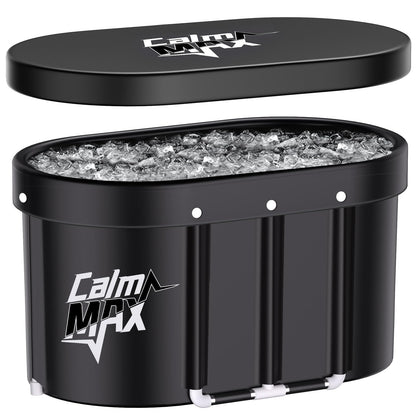 CalmMax Oval Ice Bath Tub with Lid for Athletes 492L Portable Cold Plunge Tub for Cold Water Therapy 5 Layers Ice Baths at Home Outdoor Gym - 105cm Long