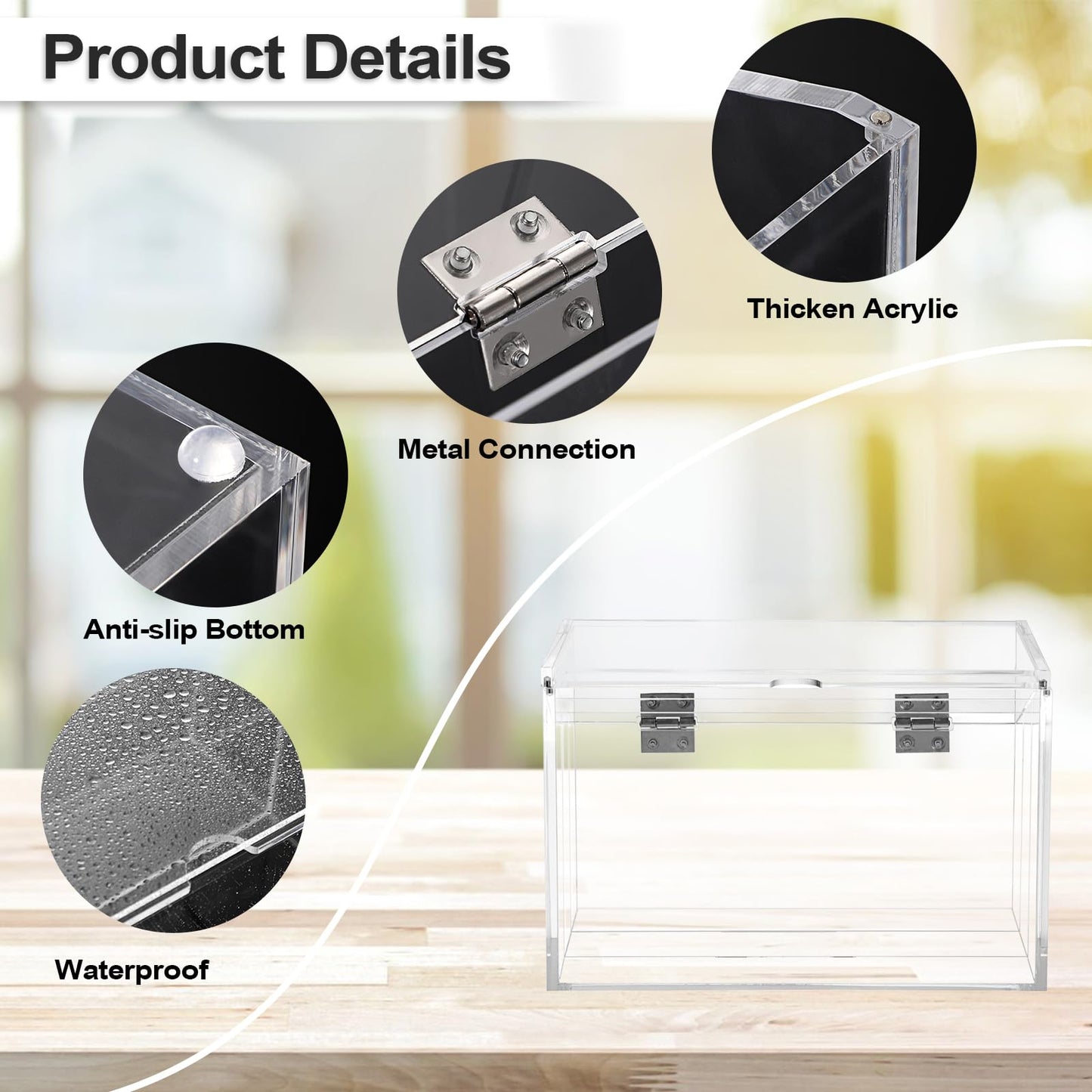 BTSKY Clear Acrylic 5 x 8 inch Index Card Box with Sign Lid & Removable Inserts, Divided 3-Compartment Index Card Holder Notecard Box Photo Storage Organizer for Filling Note Cards,Flashcards, Recipes