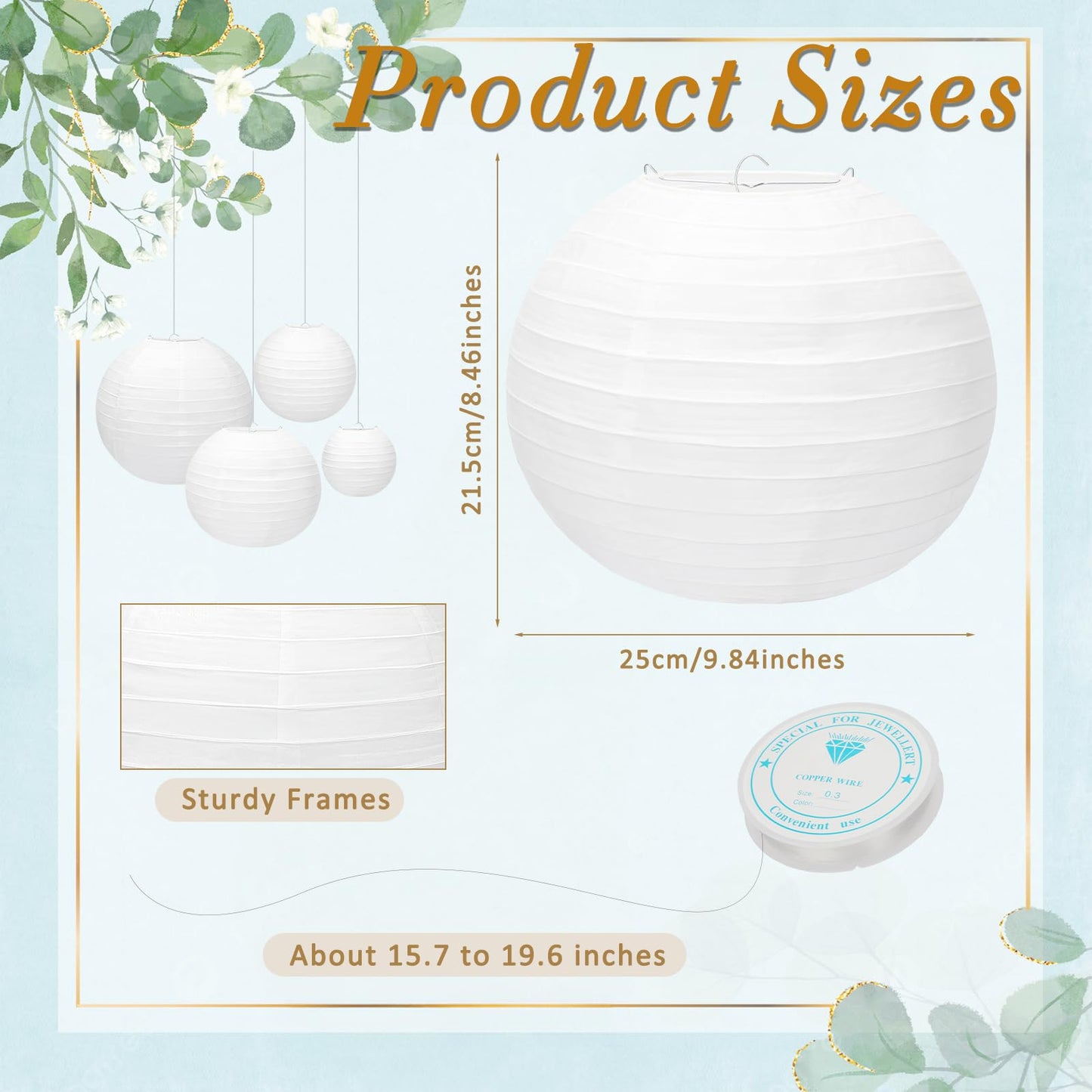 24 Packs White Paper Lanterns 10 Inch Chinese Japanese Hanging Paper Lanterns Lamp Round with Clear Fishing Line DIY Table Centerpiece Decoration for Wedding Birthday Party Baby Shower Indoor Outdoor