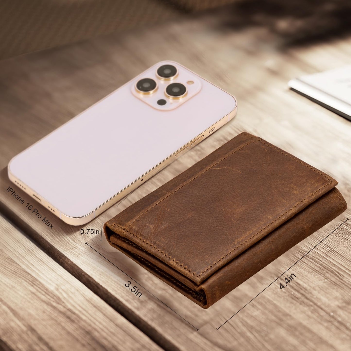 Mens Leather Wallet，Mens Trifold Wallet Rfid Blocking Genuine Leather Wallet For Men（ brown)