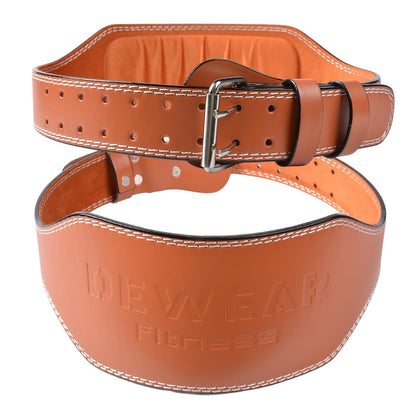 Leather Weight Lifting Belt, 4”& 6”Padded Lumbar Back Support, 10 Adjustable Holes, Gym Weight Belt Ideal for Deadlift, Powerlifting, Bodybuilding and Squat (6-Inch Brown, M (22"-28"))