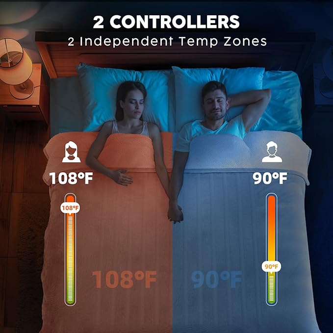 HYLEORY Heated Electric Blanket Twin 62"x84" Soft Fleece & Flannel with 5 Heating Levels & 10 Hours Timer Auto Shutt Off, ETL Certified, Washable，Heated Blanket for Body-Light Grey