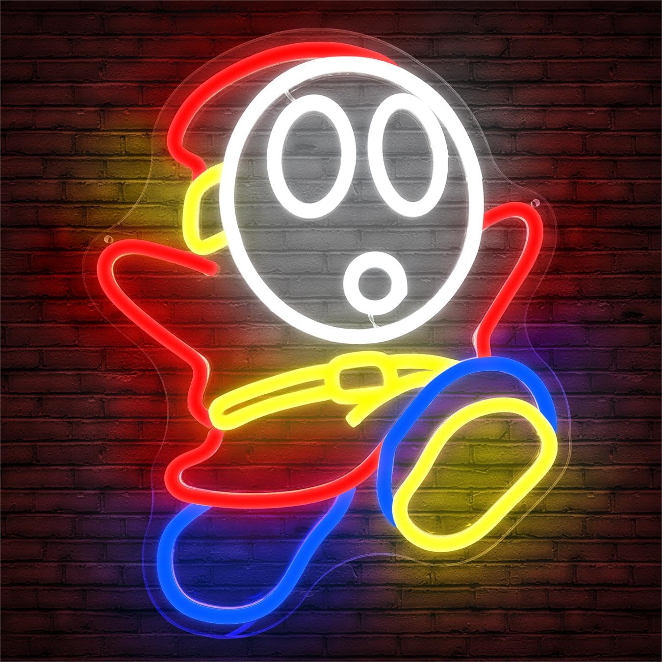 Shy Guy Neon Sign Dimmable Led Neon Sign for Wall Decor Gaming Neon Light Signs Light Up Signs for Bedroom Game Room Man Cave Birthday Christmas Gifts for Gamer