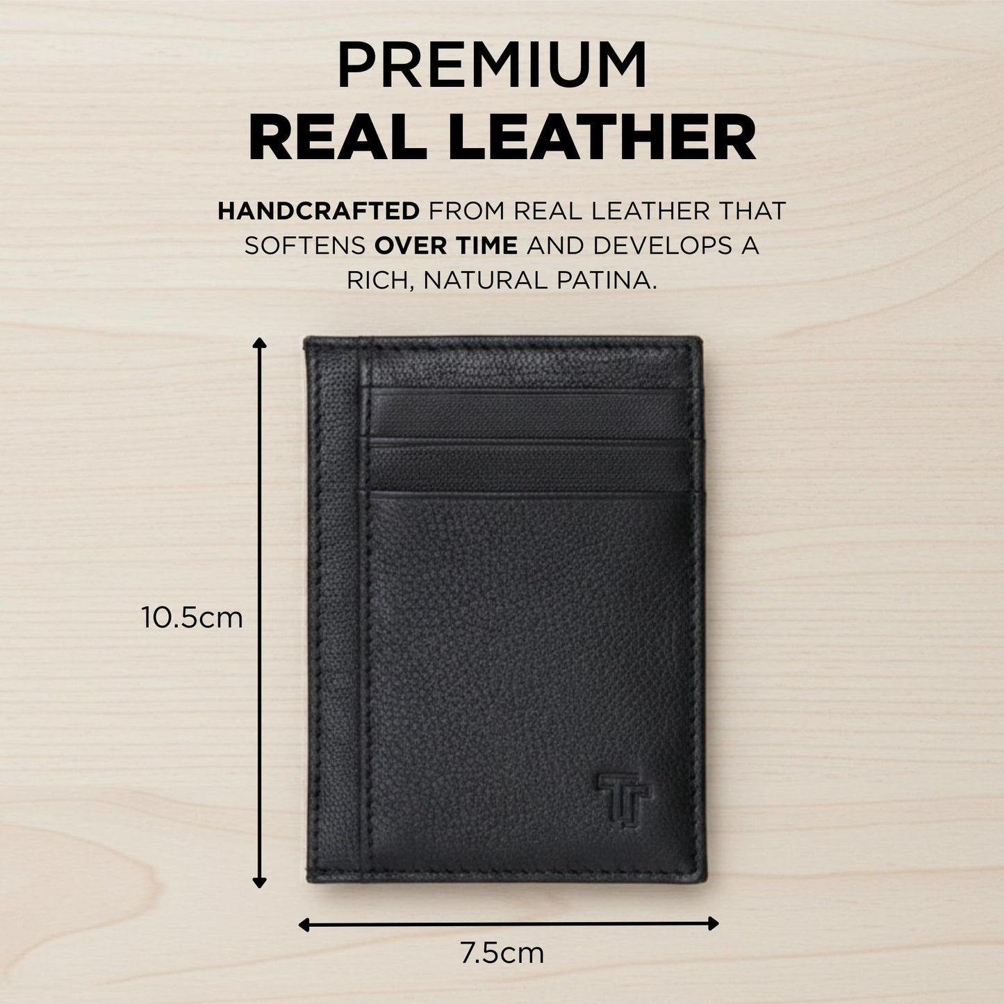 TRUTANN Black Leather Wallet – Classic Vertical Slim Card Holder | Real Genuine Leather Mens Wallet | RFID Secure | Fits Up to 8 Cards & Currency | Tap to Pay Feature | Quality Credit Card Holder