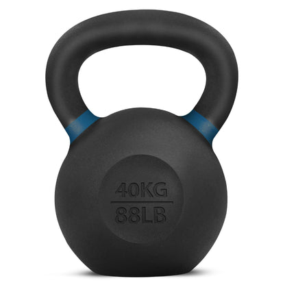 Yes4All Powder Coated Kettlebell, Cast Iron Core Kettlebells with Non-Slip Handle & Flat Bottom for Conditioning, Heavy Duty for Strength Training, 9lb to 71lb - Single & Pair