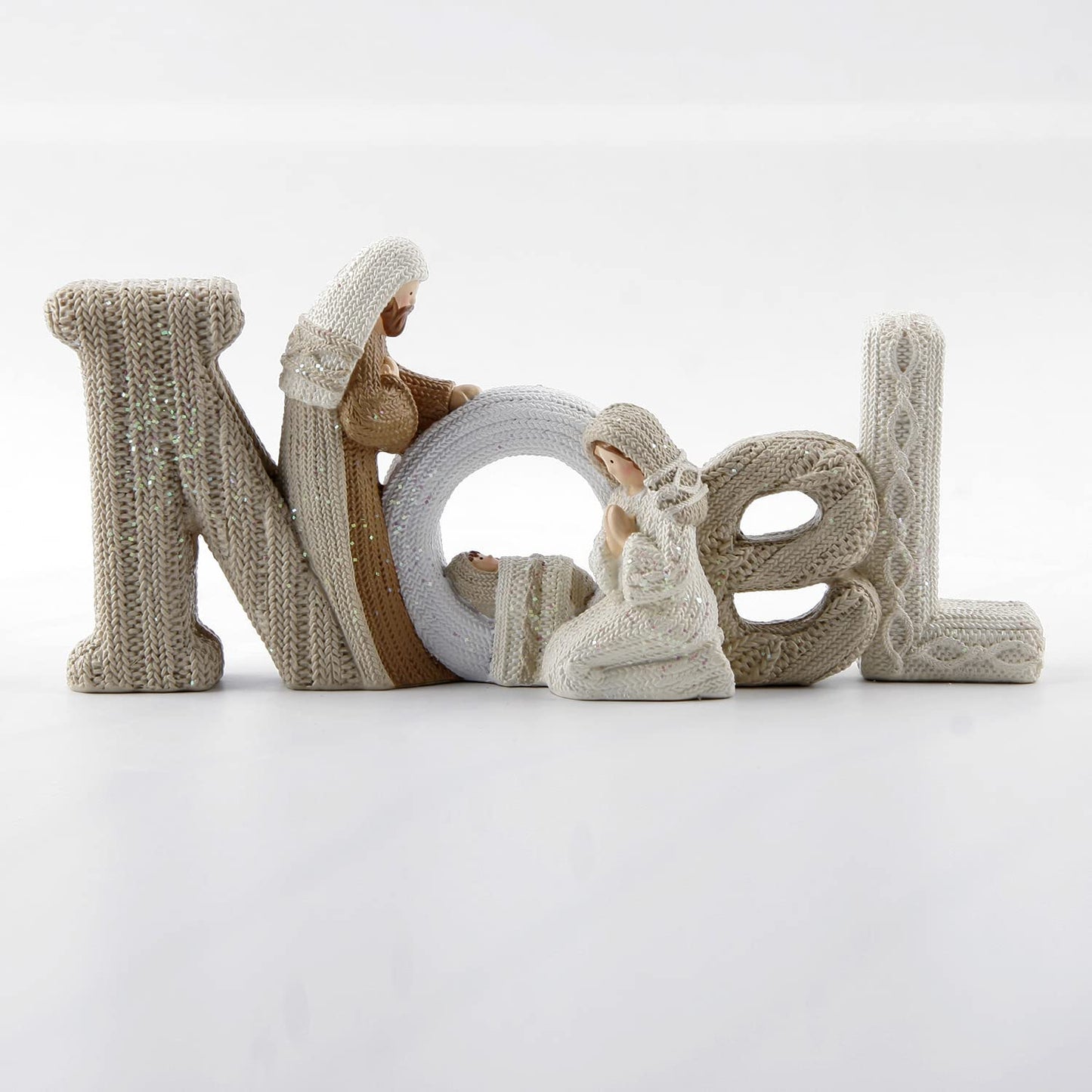 KiaoTime Decorative Noel Sign Christmas Decor Nativity Scene Nativity Set Figurines Christmas Tabletop Decorations Holy Family Figurine and Statue, Seasonal Home Décor Accent for Christmas