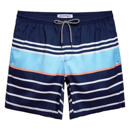 maamgic Mens Swim Trunks Quick Dry Swim Shorts with Mesh Lining Funny Swimwear Bathing Suits 7inch Striped Navy Medium