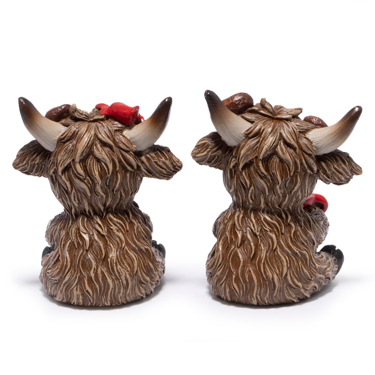 Hodao Christmas Highland Cow Coffee Resin Figurines,Xmas Farmhouse Decor for Tiered Tray, Tabletop, Mantel, Gift for Xmas Home Decoration