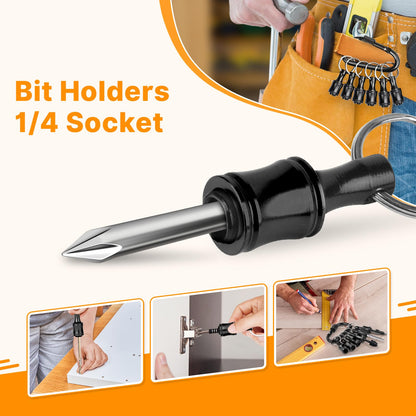 Sopclane 6PCS Keychain Bit Holder,Hex Drill Bit Holder for Impact Driver Drill Bit,Screwdriver Bit Holders for Tools and Gifts for Men,Black