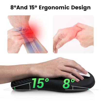 MEKASS Ergonomic Mouse Pad and Keyboard Wrist Rest Set, Super Soft Memory Foam Desk Wrist Support for Computer Keyboard, Non-Slip Arm Palm Rests Cushion for Typing Gaming Office Laptop Mac (Black)