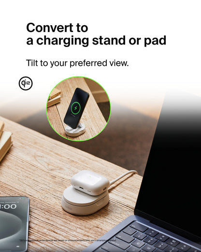 Belkin Magnetic Wireless Charging Pad 15W - MagSafe-Compatible Qi2-Certified Wireless Charging Station, iPhone Charger for Apple iPhone 16, 15, 14 Series, AirPods w/Non-Slip Base - Black (No PSU)