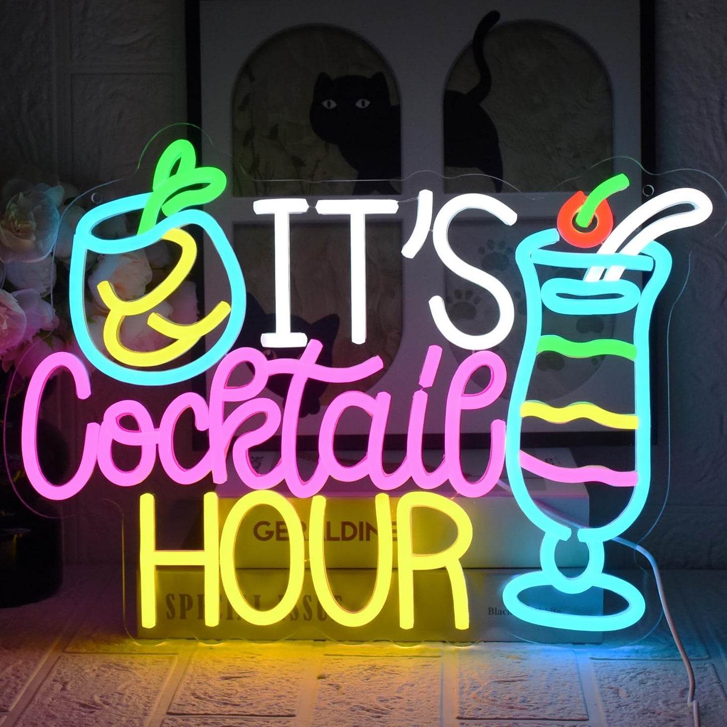 UExnkj-Y Cocktail Neon Sign It's Cocktail Hour Neon Light USB Dimmable LED Beer Signs for Beer Bar Coffee Cafe Home Pub Man Cave Stores Hotel Party Window Wall Decor Restaurant