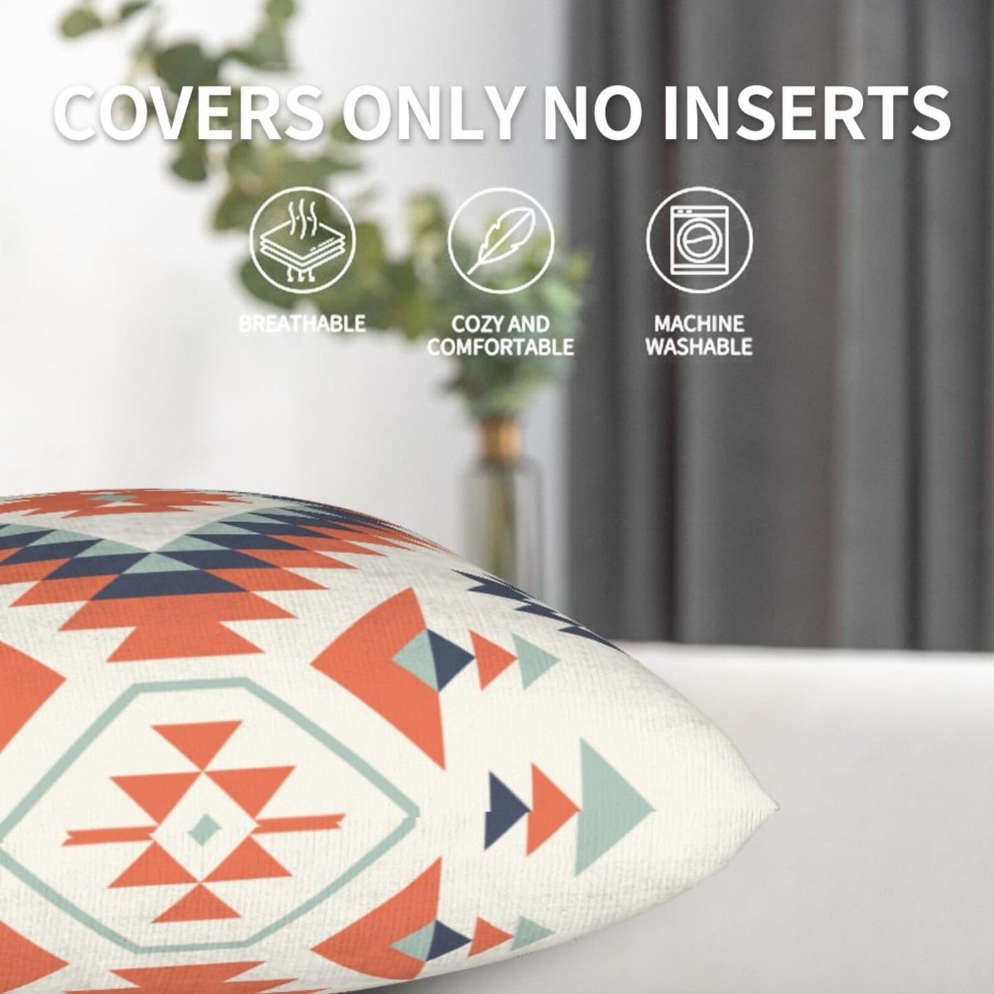 aipoase Aztec Throw Pillow Covers 18 X 18 Inch Set of 2 Pillow Cases Decoration Cushion Cover for Sofa Bedroom Living Room Outdoor