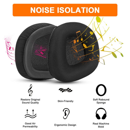 Replacement Ear Pads Cushions for Corsair Void & Corsair Void PRO RGB Wired/Wireless Gaming Headsets with Black Mesh Fabric, Memory Foam - Black