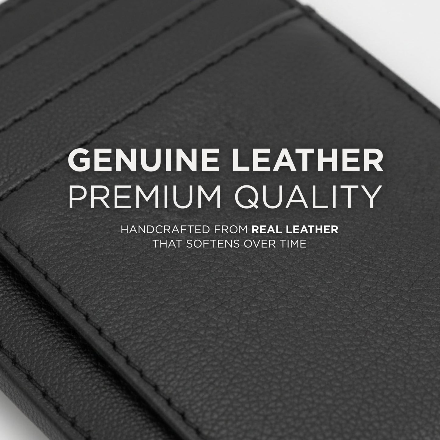 TRUTANN Black Leather Wallet – Classic Vertical Slim Card Holder | Real Genuine Leather Mens Wallet | RFID Secure | Fits Up to 8 Cards & Currency | Tap to Pay Feature | Quality Credit Card Holder