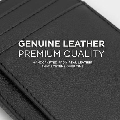 TRUTANN Black Leather Wallet – Classic Vertical Slim Card Holder | Real Genuine Leather Mens Wallet | RFID Secure | Fits Up to 8 Cards & Currency | Tap to Pay Feature | Quality Credit Card Holder