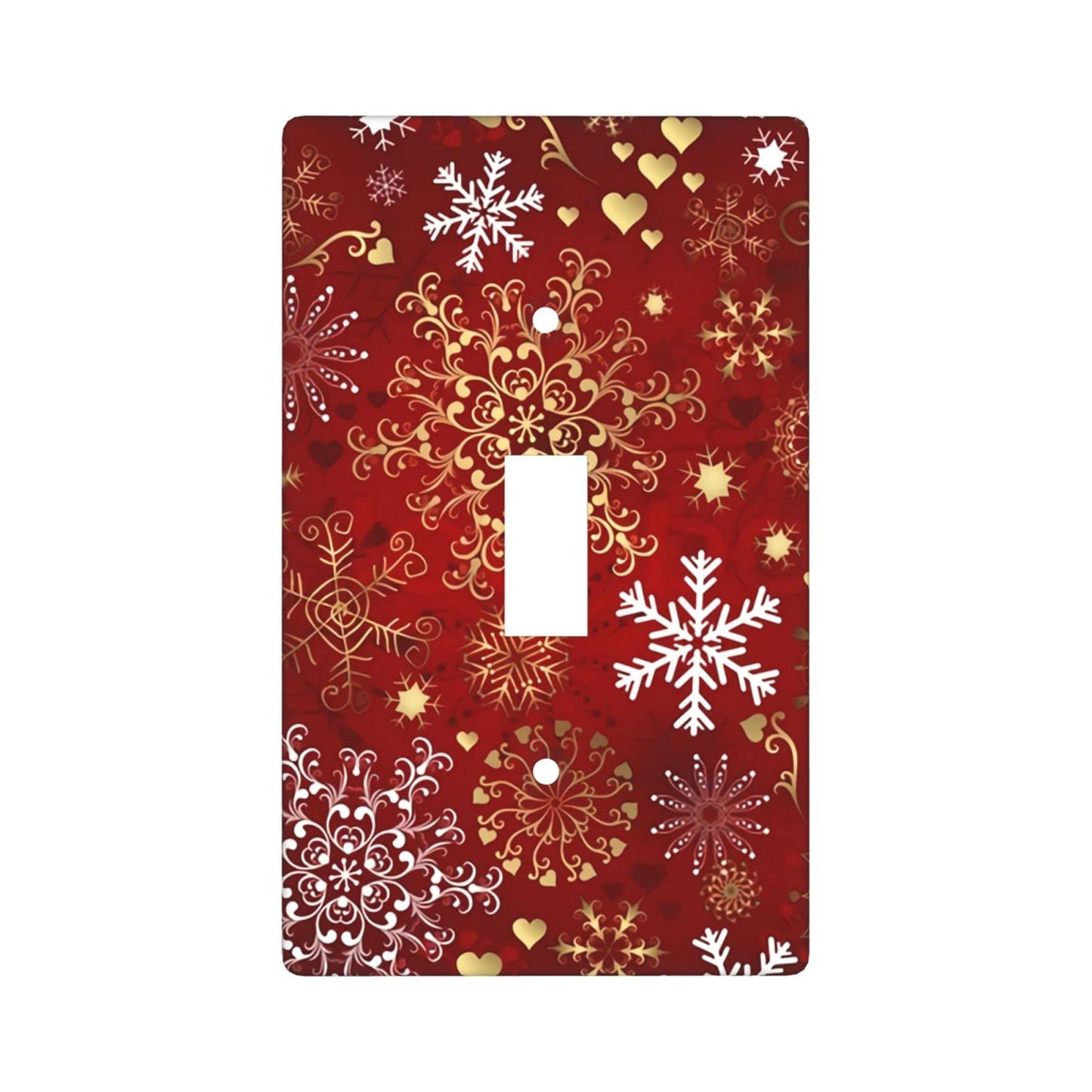 Winter Snowflake Red Sparkle Christmas Pattern Single Gang Toggle Light Cover Decor Wall Plate/Switch Standard Size