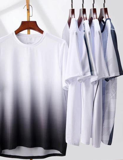 5 Pack Men’s Active Quick Dry Crew Neck T Shirts | Athletic Running Gym Workout Short Sleeve Tee Tops Bulk (Set 14, Medium) White