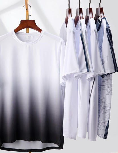 5 Pack Men’s Active Quick Dry Crew Neck T Shirts | Athletic Running Gym Workout Short Sleeve Tee Tops Bulk (Set 14, 4X-Large) White