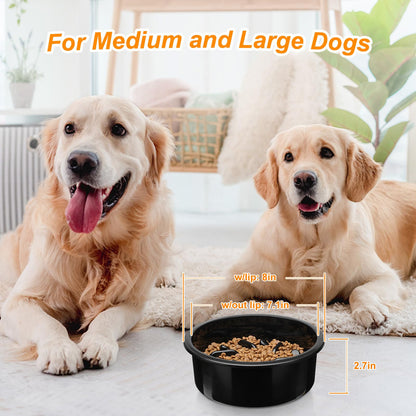 COMESOON Slow Feeder Dog Bowl, Anti-Choking Puzzle Bowl, Bloat Stop Maze Dishes, Black