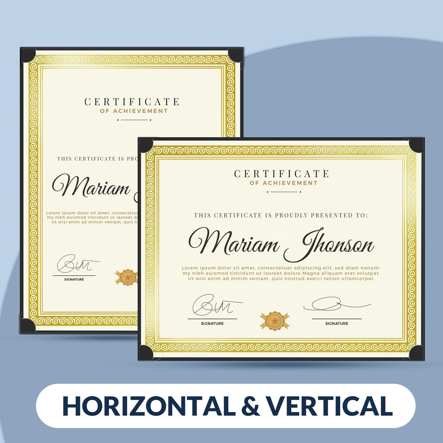 SUNEE Single Sided Certificate Holders, 50 Packs Black Diploma Holders, Certificate Covers with Gold Foil Border for Letter Size 8.5 x 11 Certificate Paper, Cardstock, Award, Graduation, Documents
