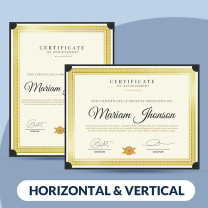 SUNEE Single Sided Certificate Holders, 50 Packs Black Diploma Holders, Certificate Covers with Gold Foil Border for Letter Size 8.5 x 11 Certificate Paper, Cardstock, Award, Graduation, Documents