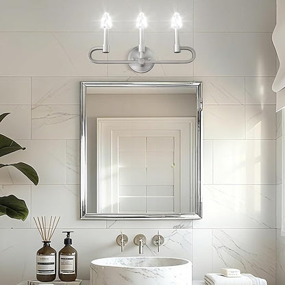 Farmhouse and Modern Bathroom Lighting Fixtures Over Mirror, 3 Light Brushed Nickel Bathroom Vanity Lights, Crystal Bathrooms Wall Sconces(Includes Bulb)