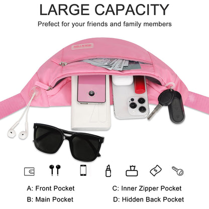 MAXTOP Large Fanny Pack Waist Purses for Women Trendy Cross body Bags with Adjustable Strap Passport Holder Bag for Theme Park Shopping Traveling Running (Barbie Pink)