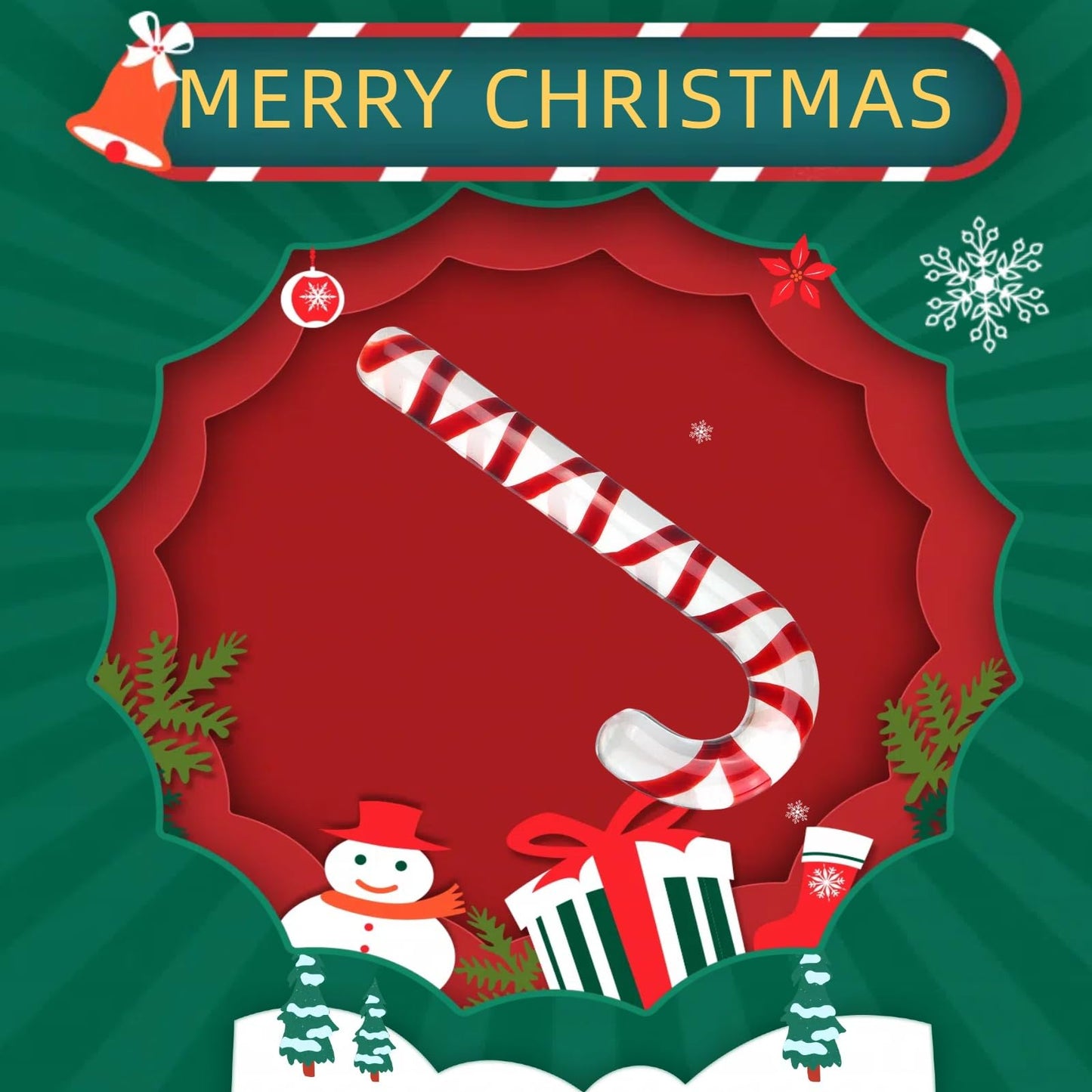 Glass Christmas Cane, Crystal Glass Candy Cane, Suitable for Christmas Tree Decoration DIY (17.5cm)
