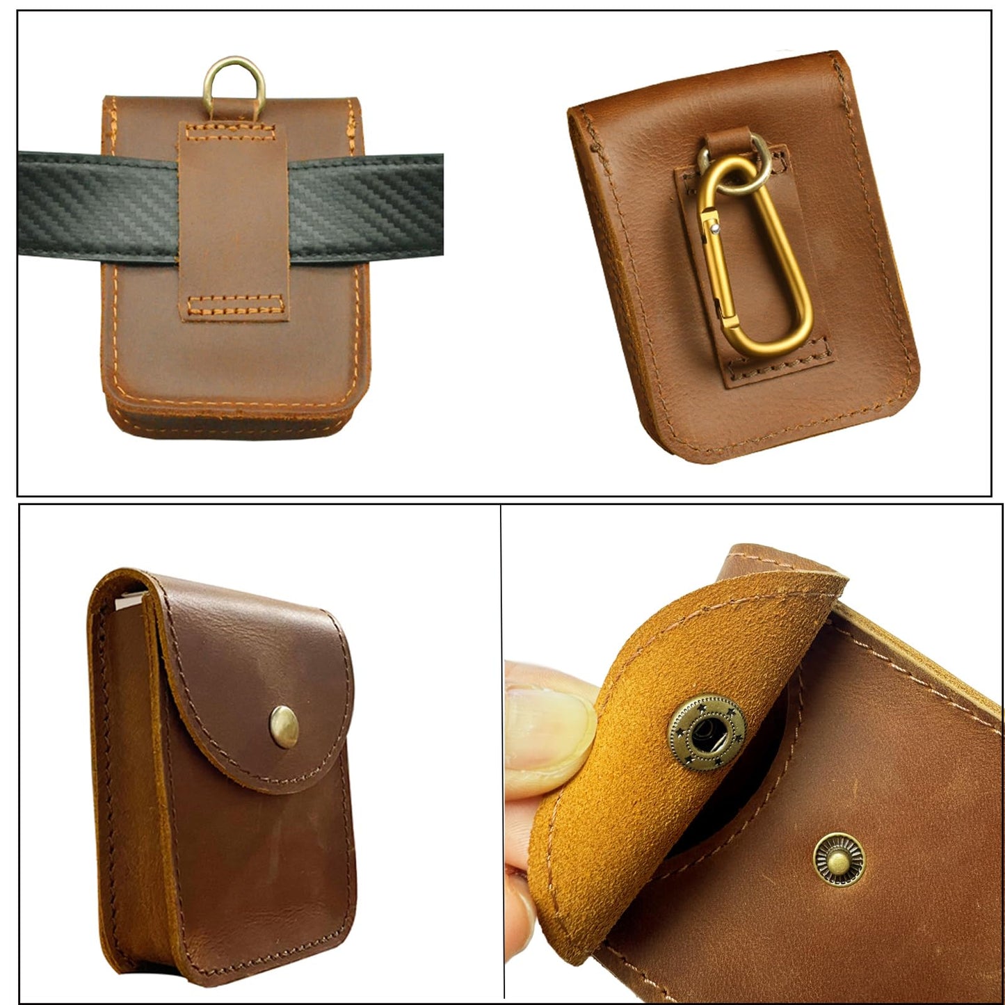 aolaso Genuine Leather Playing Card Case, Single Deck Playing Card Box，Leather Pouch Multipurpose with Belt Clip for Carrying Cards Small Tools Storage