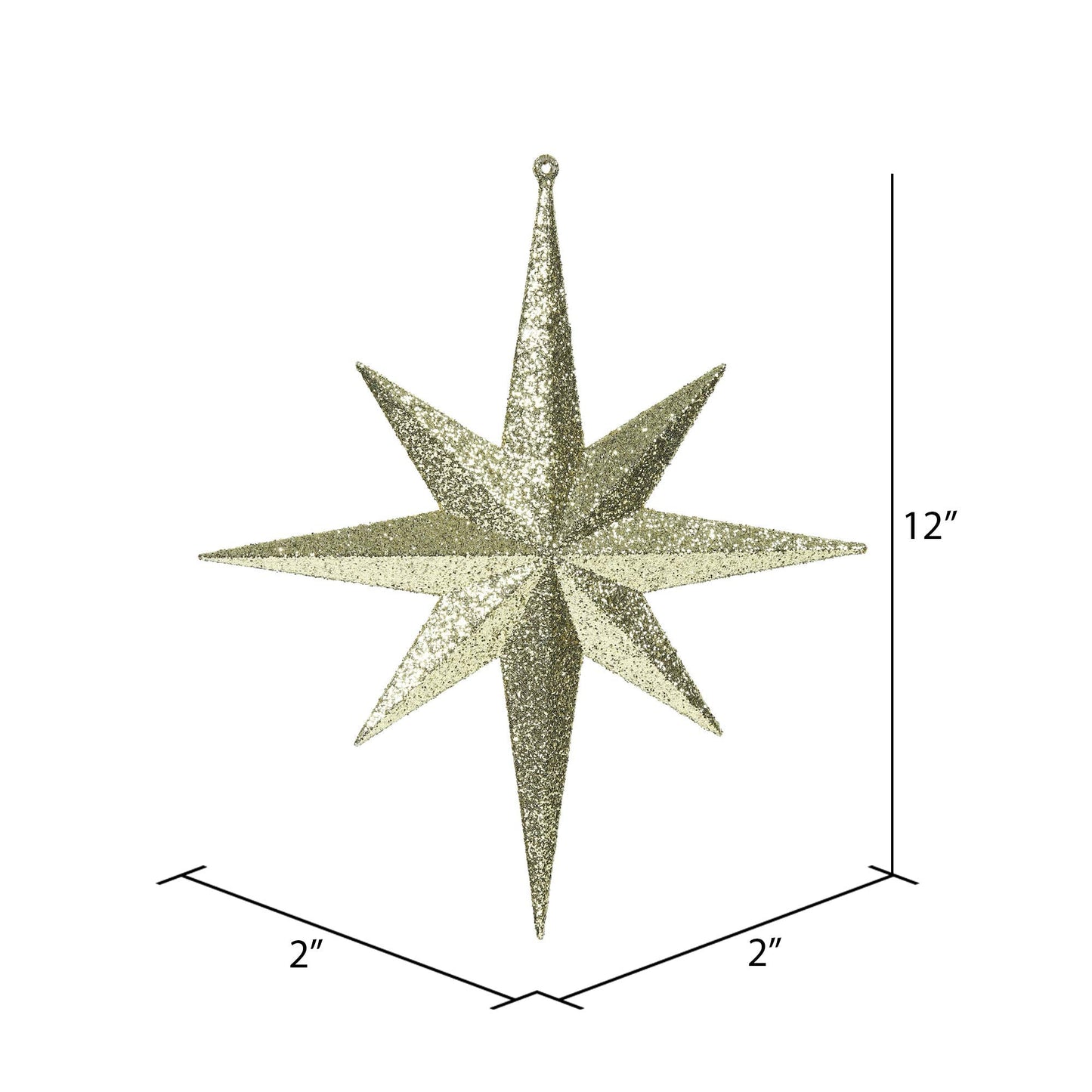 Vickerman 12" Gold Iridescent Glitter Bethlehem Star Christmas Ornament, 2 per Box