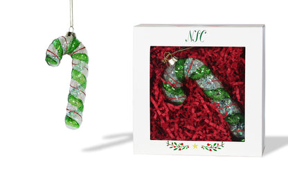 North Star Christmas | Green Candy Cane Glass Ornament | Christmas Collection