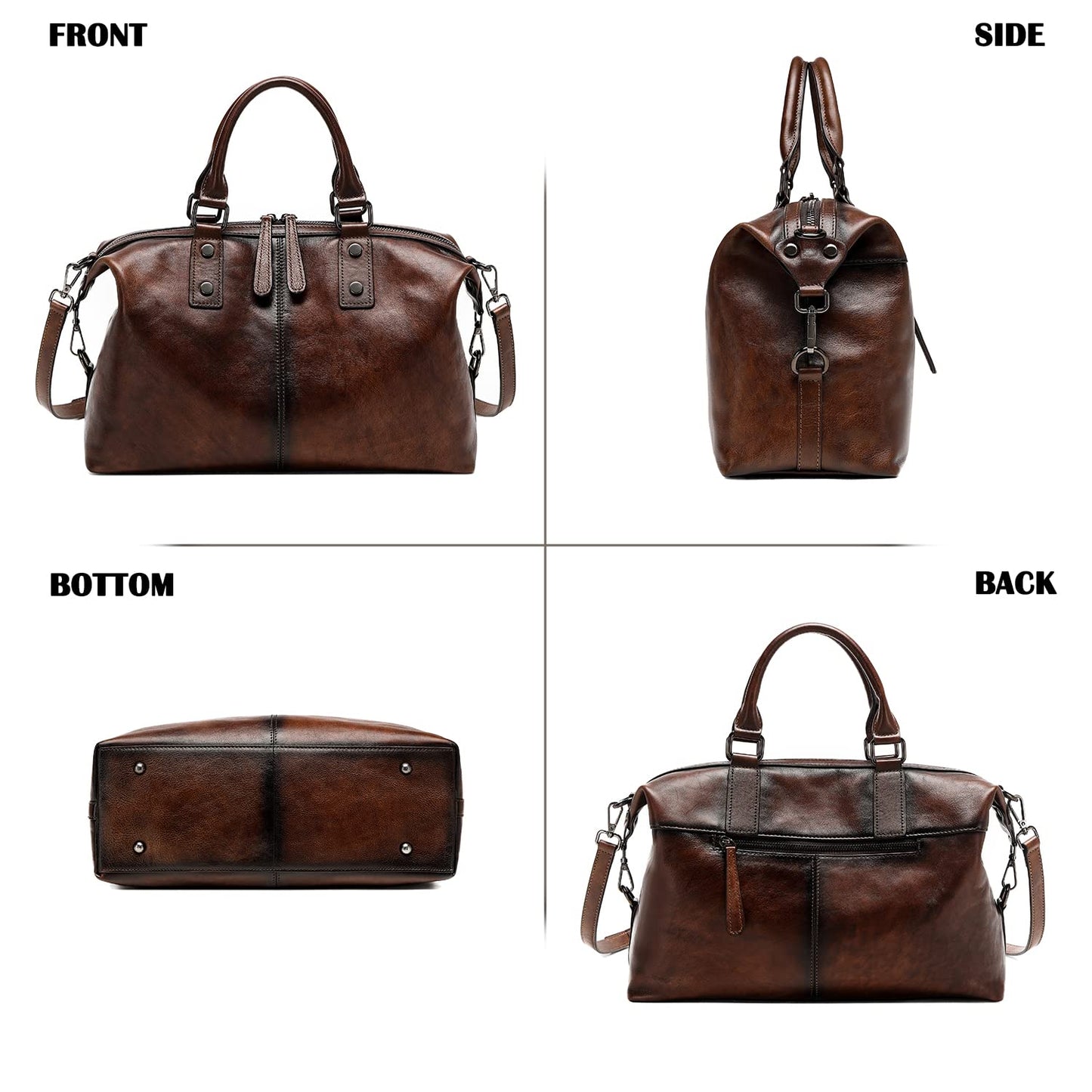 Women Genuine Leather Handbags vintage purses Top Handle Satchel and tote Crossbody Shoulder bags (Vintage Coffee)