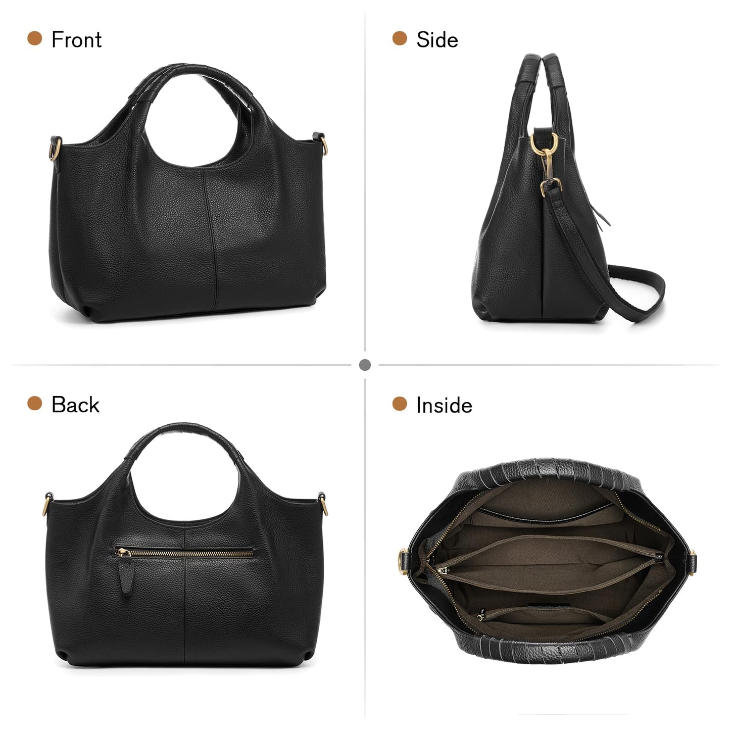 UEIRY Genuine Leather Purses for Women with Detachable Satchel Strap, Designer Shoulder Bags with Top Handle, Ladies Handbag