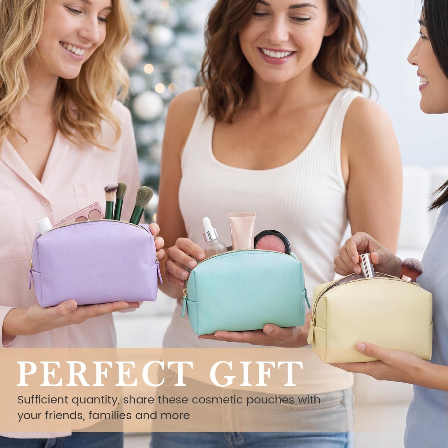 Kigeli 20 Pcs Small Makeup Bag Bulk PU Leather Cosmetic Bags with Zipper Preppy Makeup Pouch Toiletry Bag for Women Wedding Bachelorette Party Gift Travel Storage Organizer (Macaron)