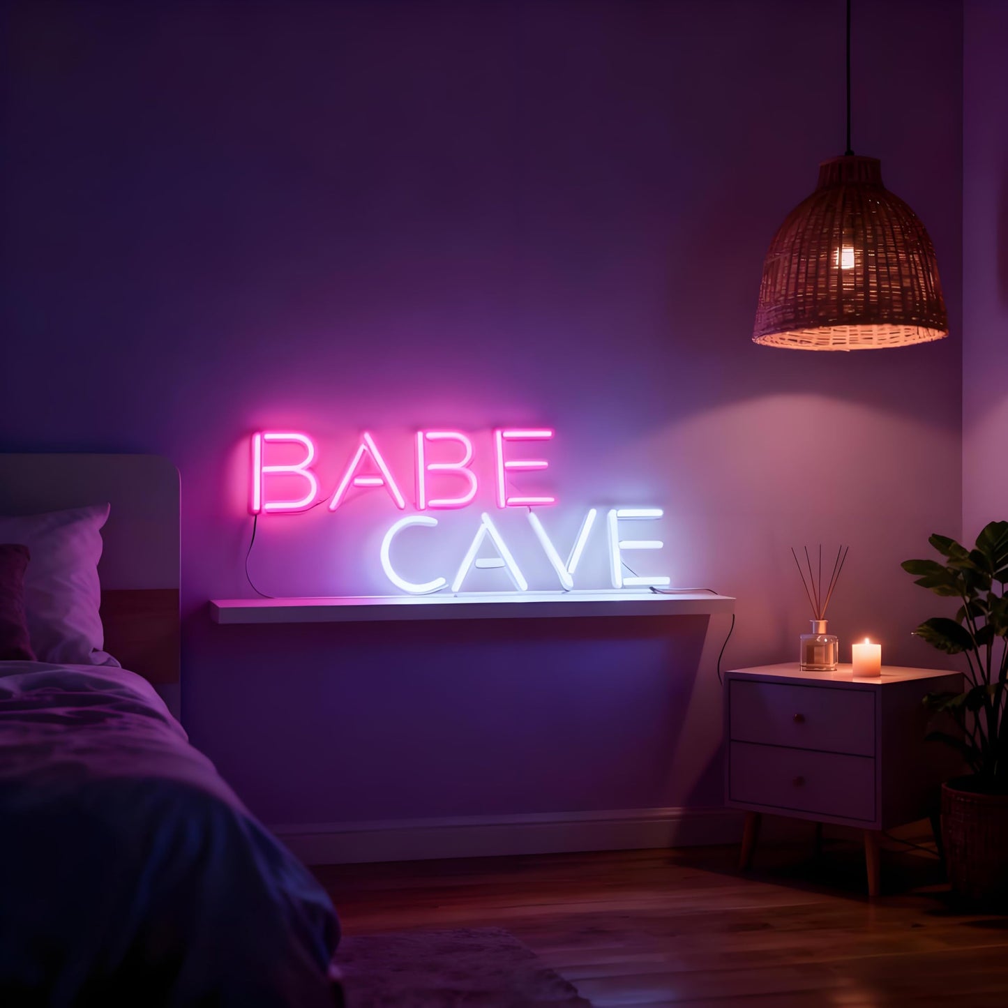 Neonawall Babe Cave Neon Sign for Wall Decor Pink Light Up Letters Led Sign Birthday Party Gifts Led Decorative Night Signs Girl’s Room Decorations Christmas Gift for Friend Family Home Bedroom