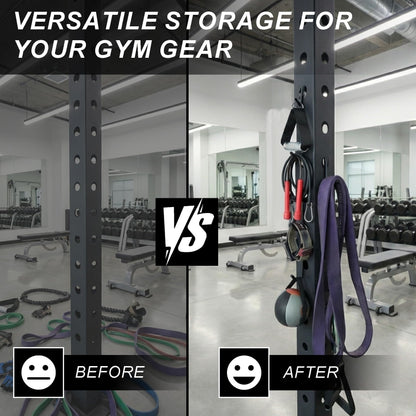 J Bryant J Hooks for Power Rack 6 Pack, Squat Rack Storage Hooks with Multi-Use Hanging Design, Gym Rack Attachments for Bands, Cable Handles, Belts, Chains & Accessories