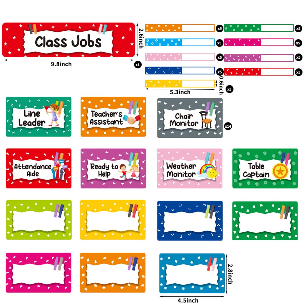 Classroom Jobs Pocket Chart for Teachers – 70 Dry Erase Cards, 24.5"x21.8" – Classroom Management Bulletin Board Set for Job Chart, Daily Routines, Helper Display – Reusable & Easy to Hang,Management Tool for Preschool to Elementary
