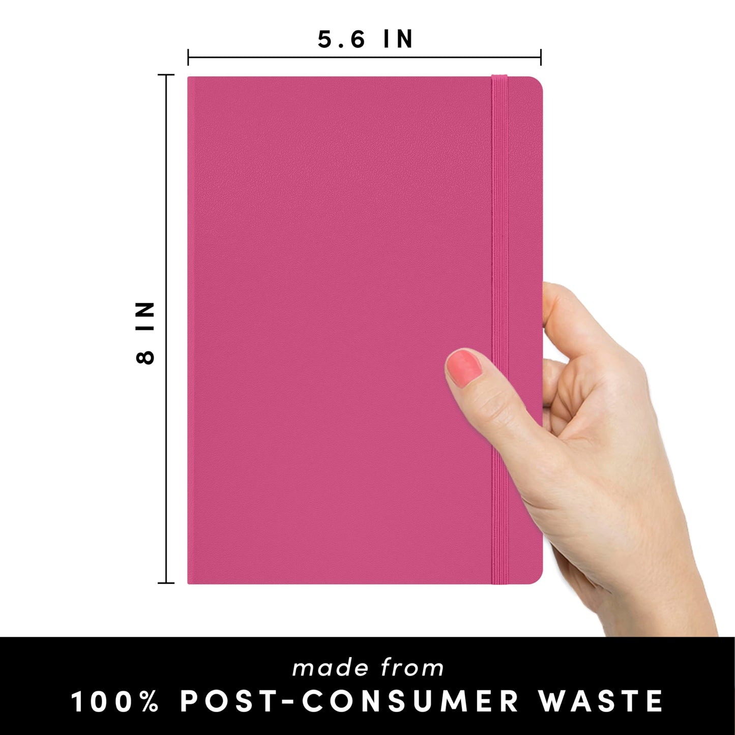 PAPERAGE Recycled Lined Journal Notebook, (Rose), 160 Pages, Medium 5.6 in x 8 in - 100 GSM Thick Paper – College Ruled, Hardcover Journaling Notebook for Work, School & Note Taking