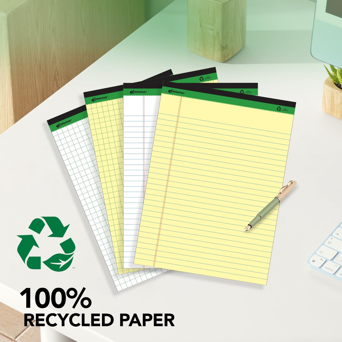 KAISA Legal Note pads 8.5 x 11，12pads 600 Sheets note pads Writing Pads Recycled Paper, Wide Ruled Perforated 50 sheets Premium Thick Paper Hard Back Notepads 8-1/2"x 11-3/4" Writing Tablet Canary For Office Supplies (Pack of 12pc)