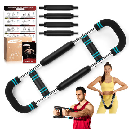 Twister Arm Trainer, 30-120 lbs Adjustable Twister Arm Chest Exerciser with 4 Spring & Poster for Men & Women, Detachable Power Twister Home Fitness Equipment for Enhancing Upper Body Muscle -Blue