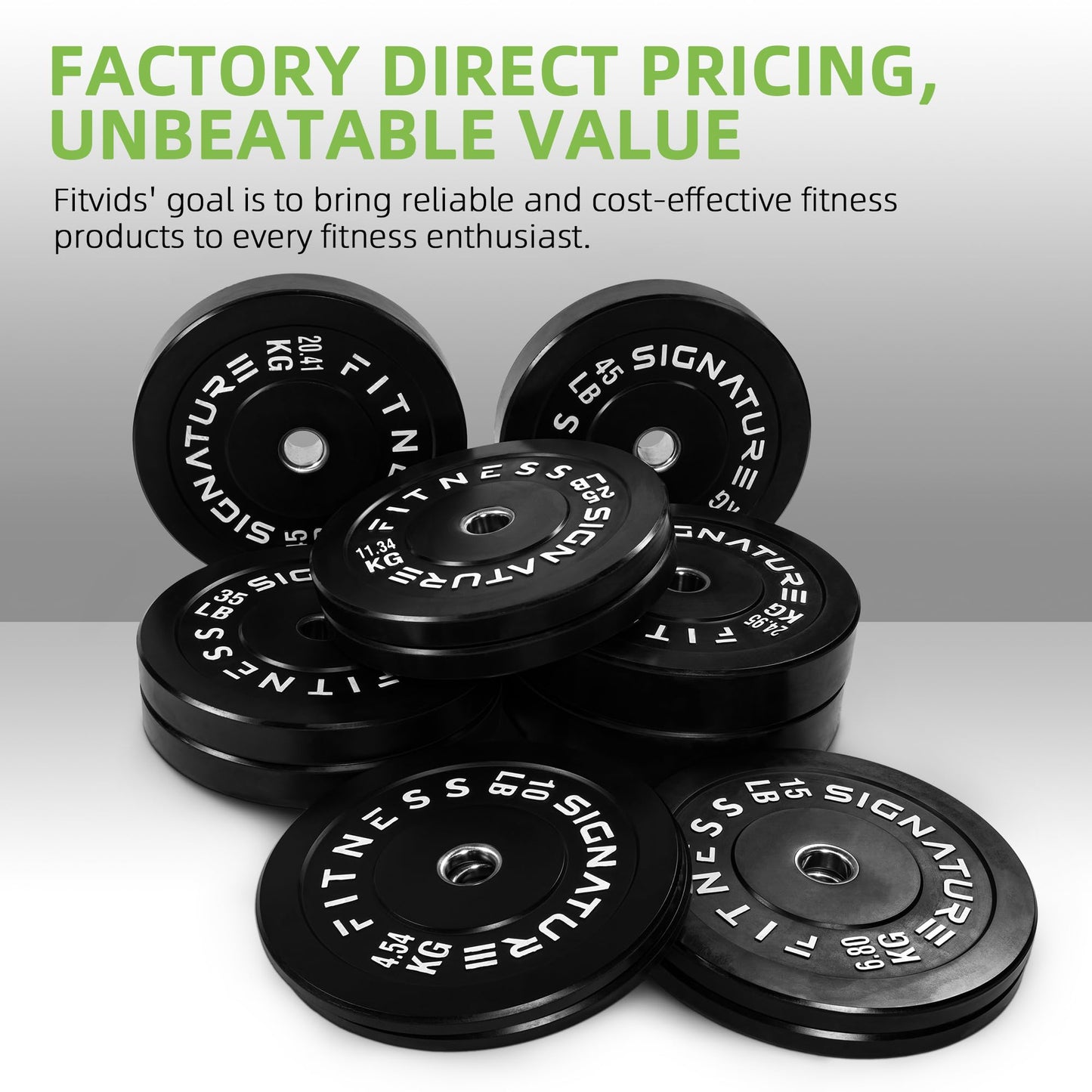 Fitvids 2-Inch Olympic Bumper Weight Plates Including 370 LB Weight Plates & 7FT Olympic Barbell Bar, Black